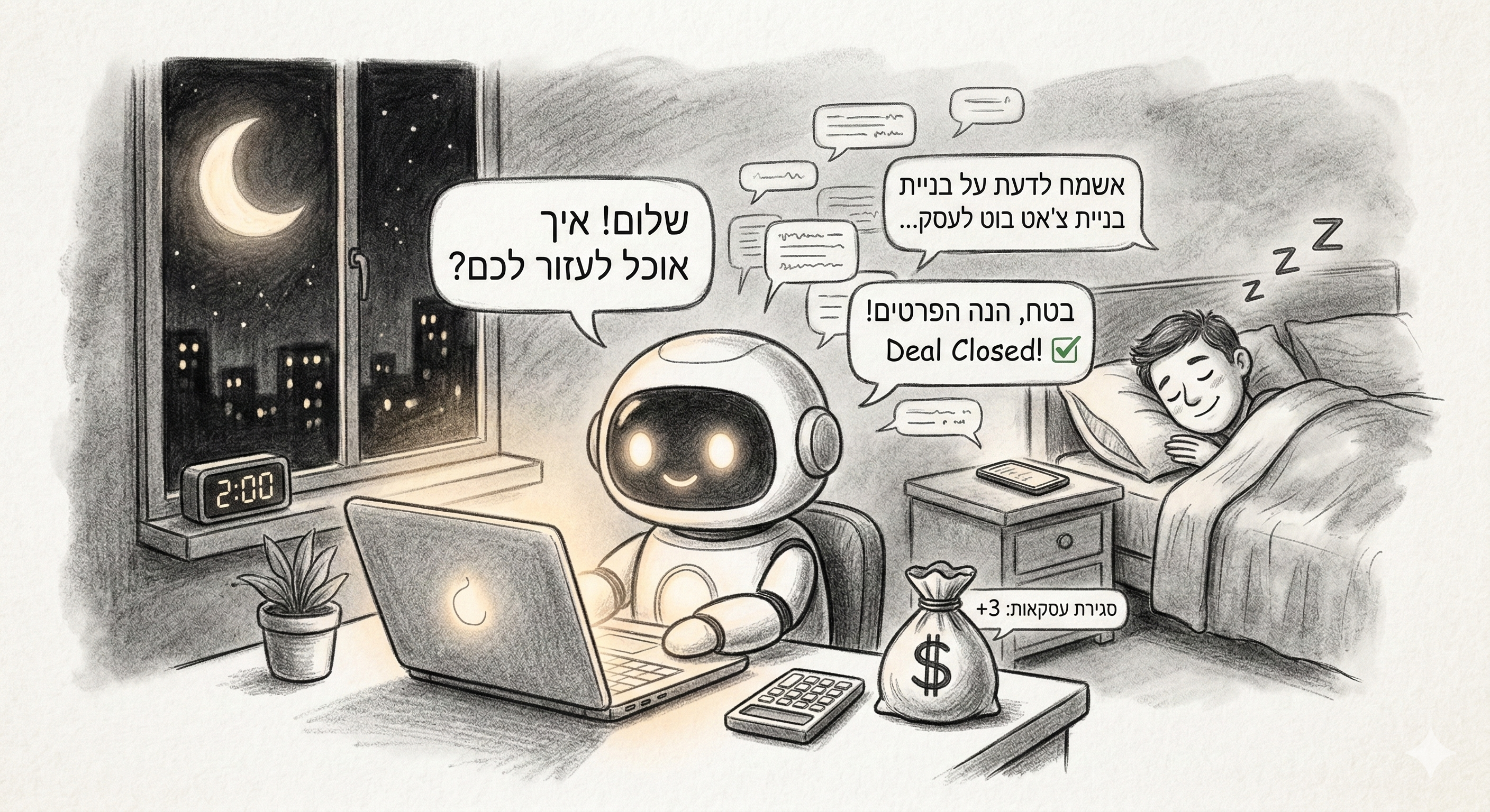 נציג מכירות וירטואלי מבוסס AI – צ'אט בוט שסוגר עסקאות 24/7